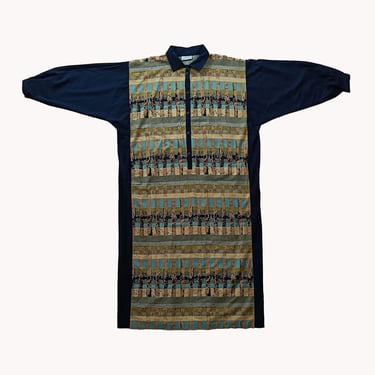 Marimekko 1970s Abstract Print Cotton Midi Dress Size M/L 
