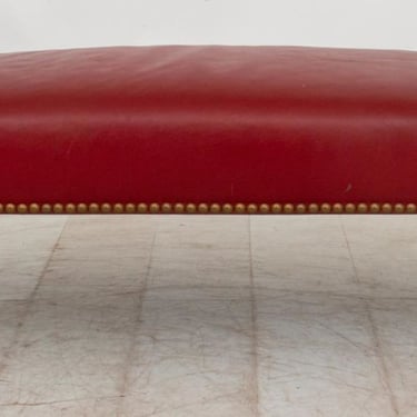 George Smith Style Red Leather Ottoman / Bench