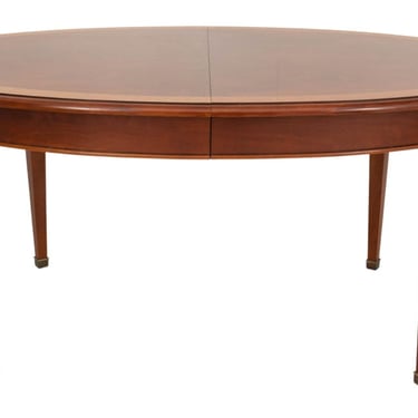 Neoclassical Manner Oval Veneered Dining Table