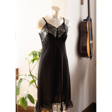 Vintage Black Lace Slip Dress - Valentine's Day - Vintage Lingerie 