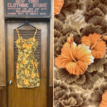Vintage 1950’s Kamehameha Tiki Cotton Floral Halter Sarong Hawaiian Dress, Vintage Tiki Dress, Kamehameha, Sarong Dress, Floral, 1950’s, 