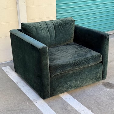 Vintage Knoll Green Velvet Lounge Chair by Charles Pfister - Circa 1970s 