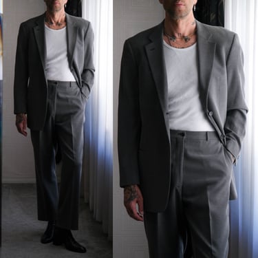 Vintage 90s GIORGIO ARMANI COLLEZIONI for Neiman Marcus Gray Herringbone Check Suit | Made in Italy | Size 42L | 1990s Armani Designer Suit 