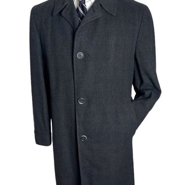 Vintage 1950s/1960s Wool Flannel Raglan Overcoat ~ size 36 to 38 Short~ Trench Coat / Balmacaan ~ 