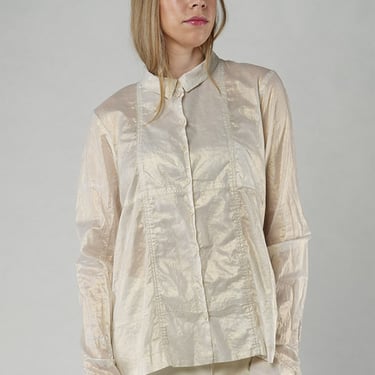 Paneled Semi-Sheer Metallic Blouse