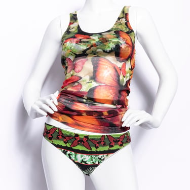 JEAN PAUL GAULTIER 00s Butterfly Mesh Top Tankini