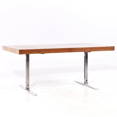 Poul Norreklit for Georg Petersens Mid Century Danish Rosewood and Chrome Hidden Leaf Expanding Dining Table - mcm 