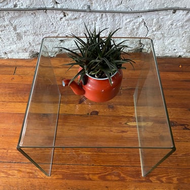 Mid century end table molded glass side table modern accent table 