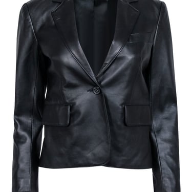 Nili Lotan - Black Lambskin Leather Blazer Sz 4