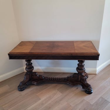 Rare Antique American Renaissance Extension Library Console Table Signed Seng Chicago, Early 20th Century 