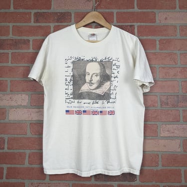 Vintage 00s Y2k William Shakespeare Quote ORIGINAL Graphic Tee - Large 