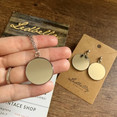 Hexenspiegel Jewelry Set | Mirror Necklace and Earring Set | Mirror Necklace | Mirror Pendant | Mirror Earrings | Mirror Jewelry Set 