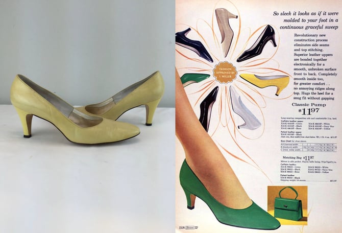 Sleek Slender Sunshine - Vintage 1960s Yellow Pearl Leather Sleek Slender Sunshine - Vintage 1960s Yellow Pearl Leather