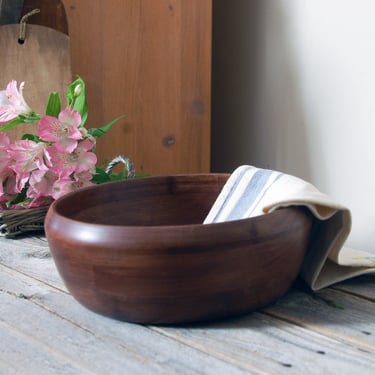 Vintage wooden bowl / wooden salad bowl / wood serving bowl / wood fruit bowl / rustic dark wood bowl / dough bowl 