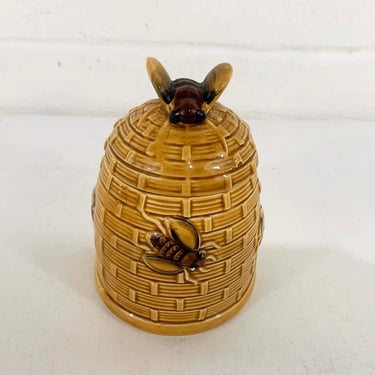 Vintage Honey Jar Pot Bee Beehive Lid Knobler Of Japan Kitchen Jam Sugar Bowl Mid Century Modern Hive Bees 1960s 