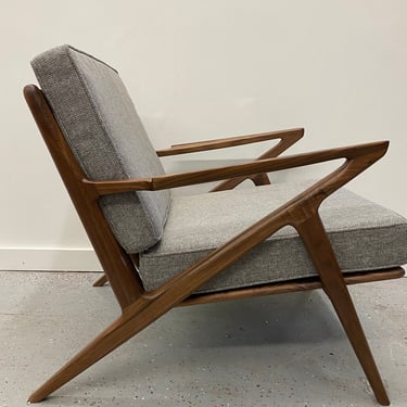 Beautiful Solid Walnut Hand Made Walnut Z Chair in Charcoal 