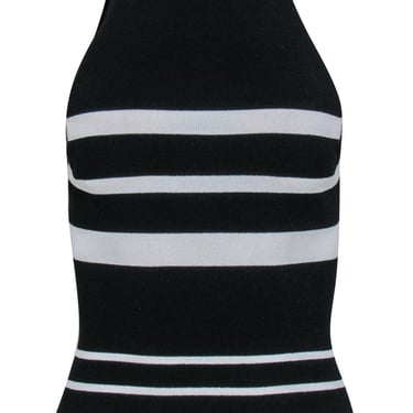 Autumn Cashmere - Black & White Striped High Neck Knit Crop Top Sz XS