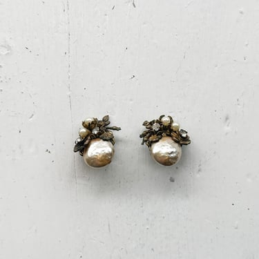 1950s Miriam Haskell Gripoix Pearl Earrings 