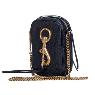 Rebecca Minkoff - Black Pebbled Leather Crossbody Bag w/ Large Hook Front Detail