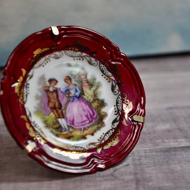 Limoges Porcelain Miniature Plate Courting Couple Signed Fragonard Rare Collectible Wonderful Gift Signed Gout de Ville Limoges France 
