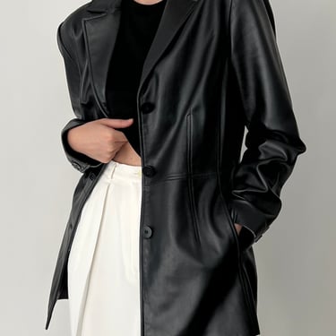 Vintage Black Lambskin Leather Blazer Jacket
