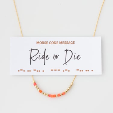 Ride or Die Hidden Message Morse Code Necklace, Gift for Best Friend, Friendship Necklace, 14K Gold Fill and Silver Morse Code Necklace 