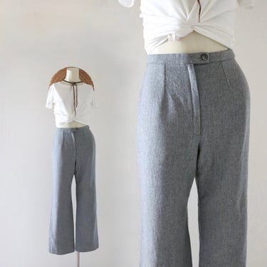 gray wool trousers - 27 - vintage Pendleton 90s y2k size small flat front high waist winter womens pants 