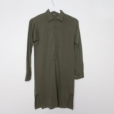 vintage 1970s mid century long sleeve henley Military style long john--- size medium 