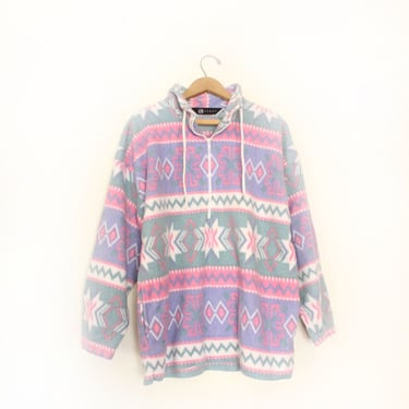 Pastel Pattern Soft Fleece 90s Pullover 