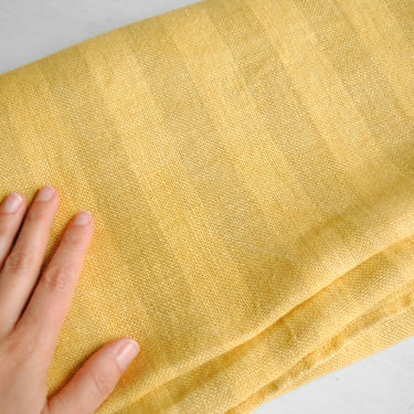 Vintage Yellow Linen Tablecloth with Stripes, 77" x 62" Linen Table Cover 