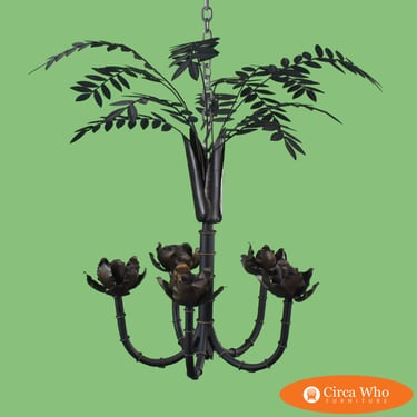 Vintage Black Tole Chandelier