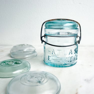 Curved Glass Mason Jar Lid with Wire Top Cap Blue Ball Jar Clear Glass Ball Mason Jar Lid Atlas Jar Canning Jar Insert Top Modern Farmhouse 