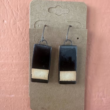 Black and Tan Ceramic Earrings 