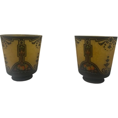 vintage pair of vintage art nouveau glass lamp replacement shades 1930s deco 