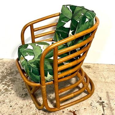 Vintage Art Deco Bamboo Stylized Lounge Chair Attributed to Beverly Hills Rattan 
