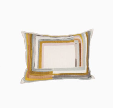 french printed linen pillow