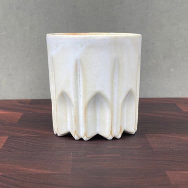 Porcelain Ceramic "Stealth Peak" Cup  - Warm White Halo Glaze 