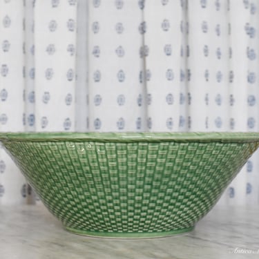 Large Basketweave Green Leaf Bowl 