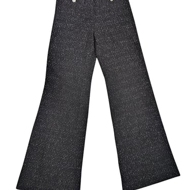 Derek Lam - Black &amp; Silver Tweed Wide Leg Pants w/ Rhinestone Buttons Sz 0