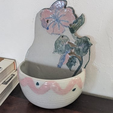 Hand Made Pottery Floral Wall Planter 