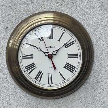 Howard Miller Small Round Brass Wall Clock, Battery Movement 