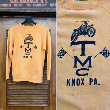 Vintage 1960’s Orange Racing Motorcycle MC Club Original Race Flag Sweatshirt, Cotton Fabric, Great Color, 60’s Vintage Clothing 