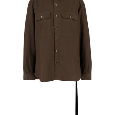 Drkshdw Brown Shirt With Oversize Band And Buttons In Cotton Man