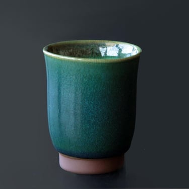 Rare Otaru Kiln | Deep Green Glaze Japanese Tea Cup 