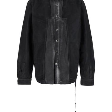 Drkshdw 'Splintered' Grey Shirt With Classic Collar And Faded Effect In Cotton Man