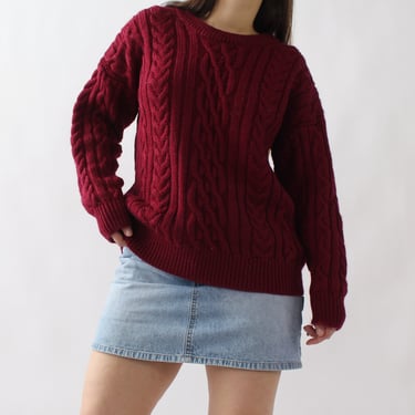 Vintage Raspberry British Wool Sweater
