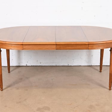 Karges French Regency Louis Xvi Burled Walnut Extension Dining Table, Newly Refinished