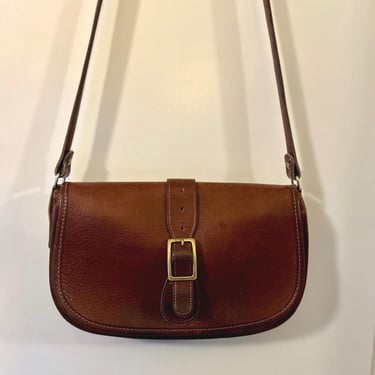 Vintage chocolate brown leather crossbody bag, shoulder bag 