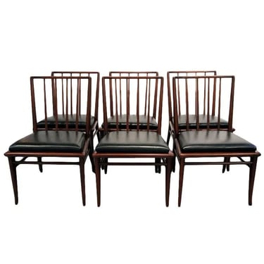 Set of Fantastic Six walnut dining chairs T.H. Robsjohn-Gibbings Widdicomb
