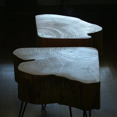 nimbus cloud mini table - live edge with midcentury modern hairpin legs - natural edge - mod - urban wood salvage - rain cloud fragment 